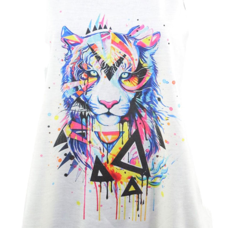 Damen Tanktop mit geometrischem Löwen-Motiv – Buntes Kunst-Design