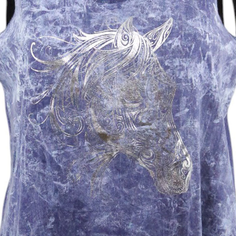 Fransen-Top Indigo – Tribal-Pferd in Silber