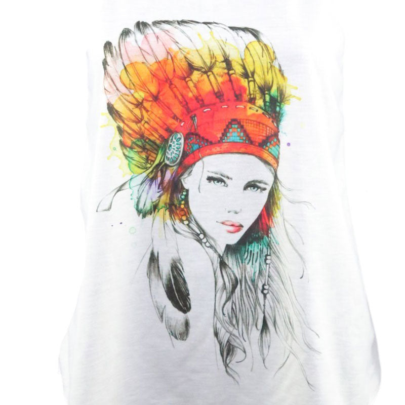 Damen Tanktop mit Indianerin-Motiv – Ethno-Design in Aquarell-Optik